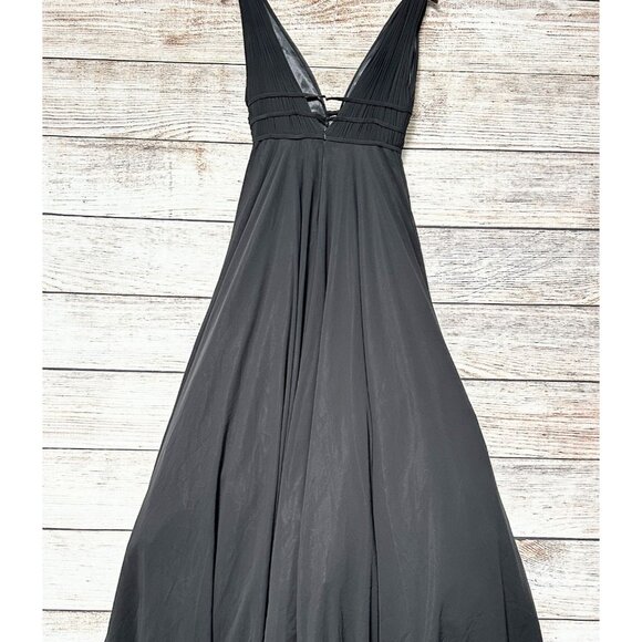 Ieena for Mac Duggal Black Evening Gown Dress Size 0 Long Formal Tulle V-Neck - Picture 3 of 11